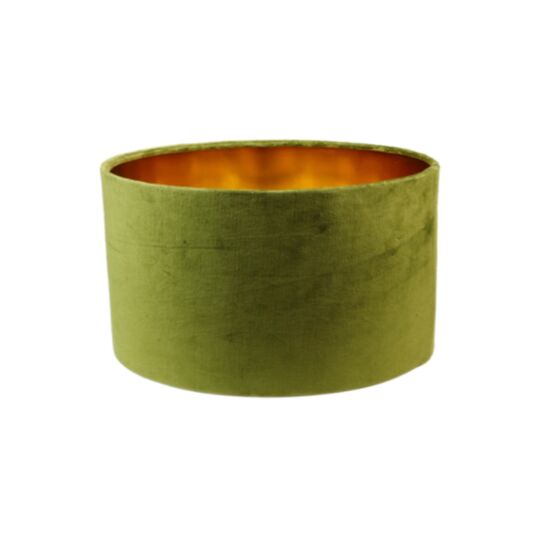 Ronde lampenkap - 25x25x18 - Olijfgroen/goud - Velvet (IC-LR25OG)