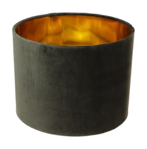 Ronde lampenkap - 32x32x24 - Zwart/goud - Velvet (IC-LR32BL)