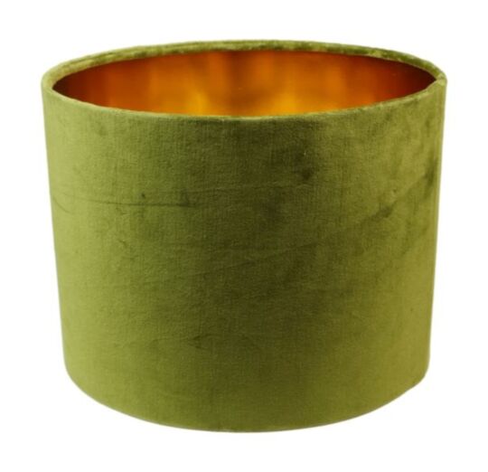 Ronde lampenkap - 32x32x24 - Olijfgroen/goud - Velvet (IC-LR32OG)