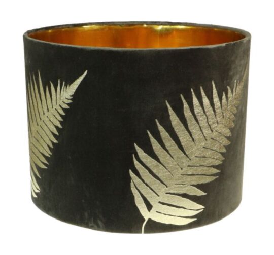 Ronde lampenkap met print - 42x42x32 - Zwart/goud - Velvet (IC-LR42BLG)