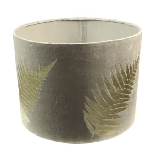 Ronde lampenkap met print - 42x42x32 - Lichtgrijs/goud - Velvet (IC-LR42LGG)