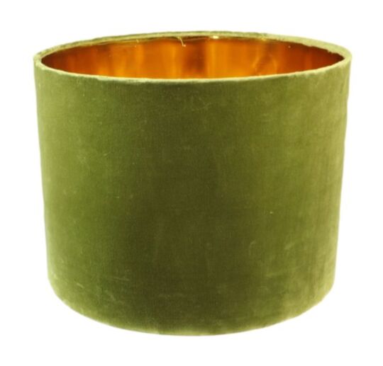 Ronde lampenkap - 42x42x32 - Olijfgroen/goud - Velvet (IC-LR42OG)