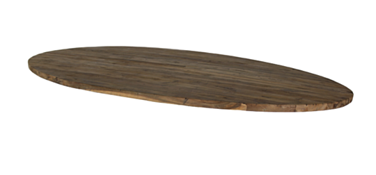 Ovaal tafelblad - 220x110x4  - Naturel - Teak (IMT210V)