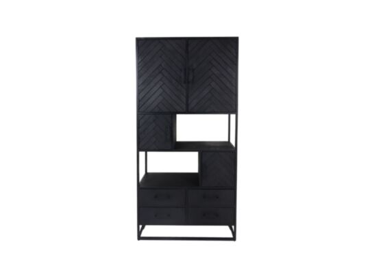 Wandkast Verona - 100x40x200 - Zwart - Mangohout/metaal (JHH-BS100)