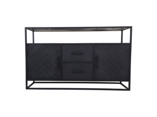 Dressoir Verona - 140x40x85 - Zwart - Mangohout/Metaal (JHH-SB140)
