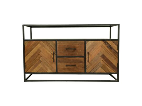 Dressoir Verona - 140x40x85 - Naturel/zwart - Mangohout/metaal (JHH-SB140NA)