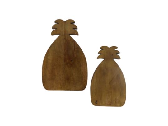 Snijplank Ananas - Naturel - Mangohout - Set van 2 (JS-PM3422)