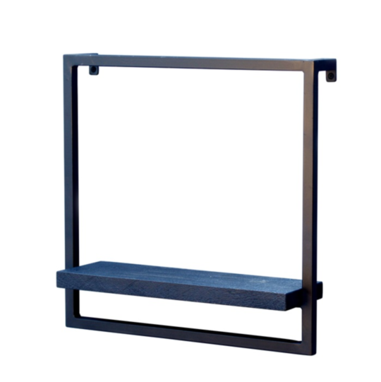 Wandrek Liv - zwart mangohout met zwart poedercoated staal S