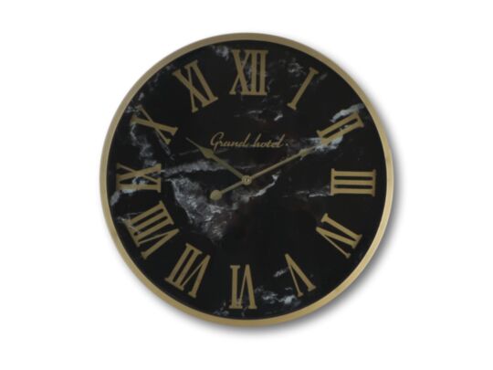 Wandklok Romeins Marseille - ø50x6 cm - Zwart/marmerlook - Metaal/glas (LP02-2096)