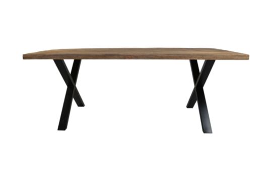 Rechthoekige eettafel Melbourne - 220x100x77 - Naturel/zwart - Mangohout/metaal (MAH-XRCT220)