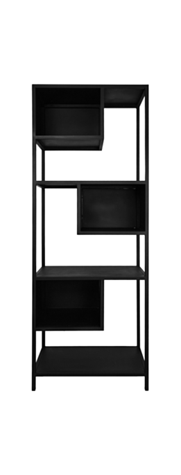 Open vakkenkast Manhattan - 65x35x175 - Zwart - Metaal (MAN-BR1005)