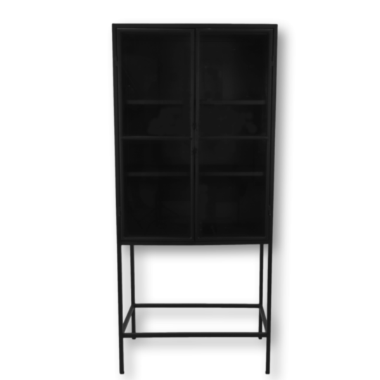 Vitrinekast Manhattan - 80x45x180 - Zwart - Metaal/glas (MAN-IC18080)