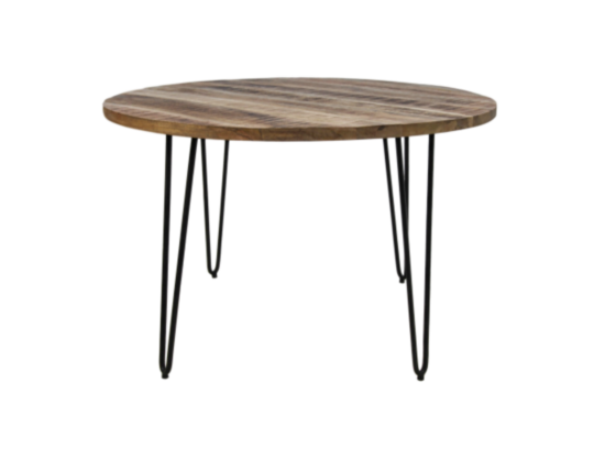 Ronde eettafel Valencia - ø120x77 - Naturel/zwart - Mangohout/metaal (MAN-RDT120)