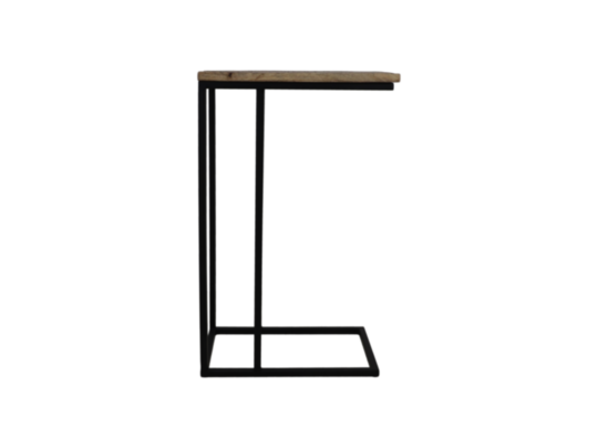 Bijzettafel - 25x40x65 - Naturel/zwart - Mangohout/ijzer (MAN-ST40)
