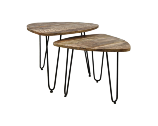 Salontafel Dexter - ø60 cm - mangohout/ijzer - set van 2 (MAN-TRICT60)