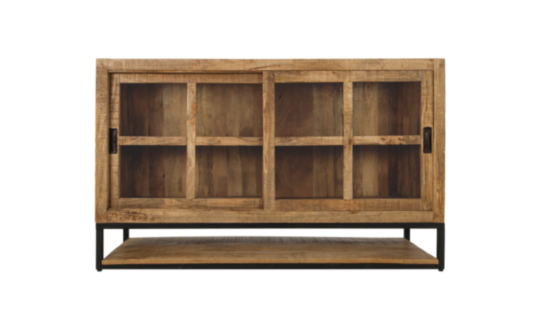 Dressoir Byron - 150x42x90 - Naturel/zwart - Mangohout/metaal (MAN-WCB15090)