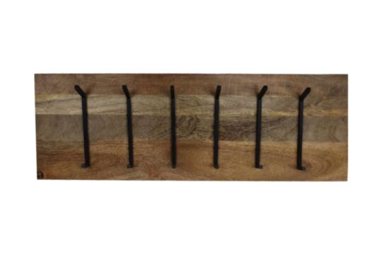 Kapstok - 90x11x30 - Naturel/zwart - Mangohout/metaal (MAN-WCH6)