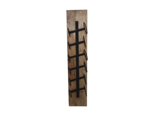 Hangend wijnrek 6 flessen - 20x13x100 - Naturel/zwart - Mangohout/metaal (MAN-WWBH)
