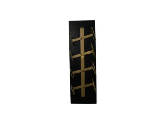 Hangend wijnrek 4 flessen - 20x13x65 - Zwart/goud - Mangohout/metaal (MHBR-425BL)