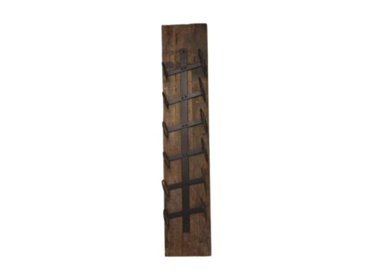 Wijnrek 6 flessen - 20x13x100 - Bruin/zwart - Oud hout/metaal (MHBR-610)