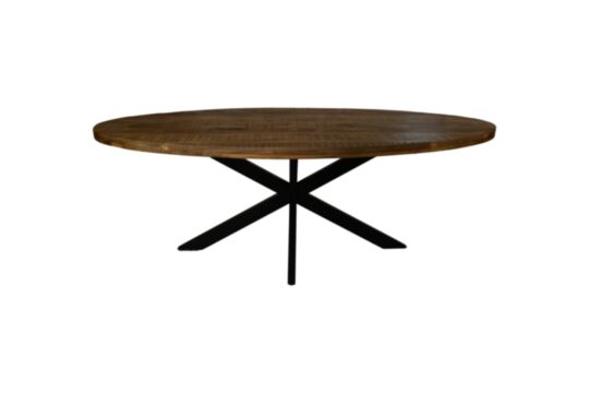Ovale eettafel Canberra - 180x100x77 - Naturel/zwart - Mangohout/metaal (MI-OV180-5)