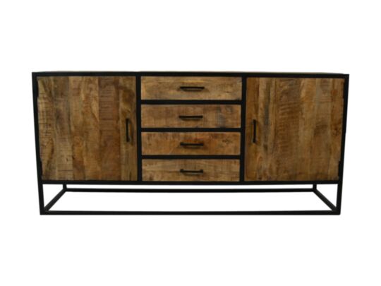 Dressoir Derby - 160x45x75 - Naturel/zwart - Mangohout/metaal (MI-SB160)