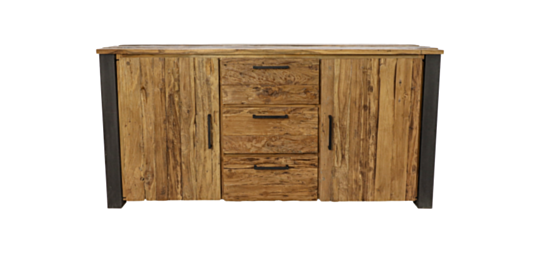 Dressoir Atlanta - 170x45x85 - Naturel/zwart - Teak/metaal (MJDR170)