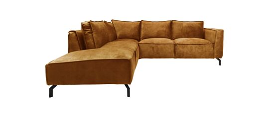 Hoekbank Morgan links - 248x261x88 - Adore 132 Goud - Velours (MORGANL132)