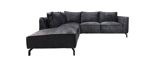 Hoekbank Links Morgan - 248x261x88 - Adore 68 donkergrijs - Velours (MORGANL68)