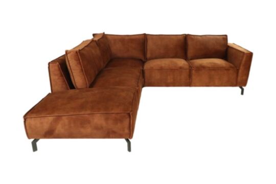 Hoekbank Links Morgan - 248x261x88 - Adore 96 Bruin - Velours/metaal (MORGANL96)