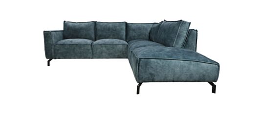 Hoekbank rechts Morgan - 261x248x88 - Adore 158 Niagara - Velours (MORGANR158)