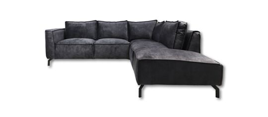 Hoekbank Rechts Morgan - 261x248x88 - Adore 68 Donkergrijs - Velours (MORGANR68)