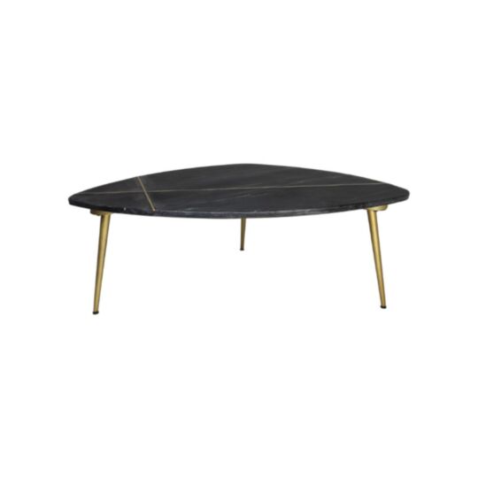 Salontafel Marseille - 90x60x36 - Zwart/goud - Marmer/metaal (MRB90BL)