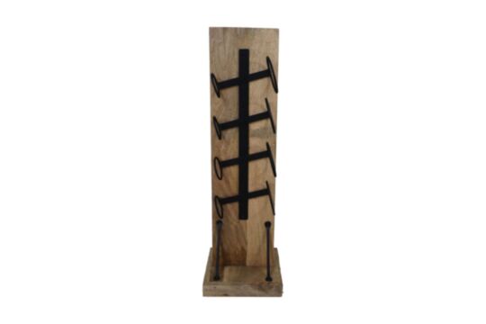 Staand wijnrek 4 flessen - 25x25x80 - Naturel/zwart - Metaal (MSBR-425)