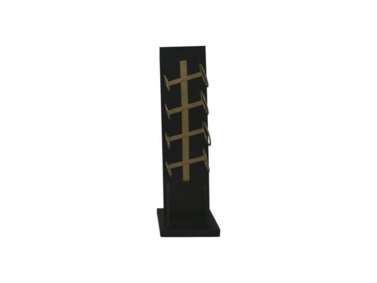 Staand wijnrek 4 flessen - 25x25x80 - Zwart/goud - Mangohout/metaal (MSBR-425BL)