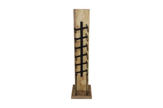 Staand wijnrek 6 flessen - 30x30x120 - Naturel/zwart - Metaal (MSBR-620)
