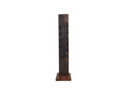 Wijnrek 6 flessen - 30x30x120 - Donkerbruin/zwart - Oud hout/metaal (MSBR-630)