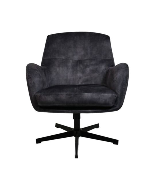 Fauteuil Cleveland - 75x73x88 - Grijs/zwart - Adore/metaal (MYAD9452DGB)