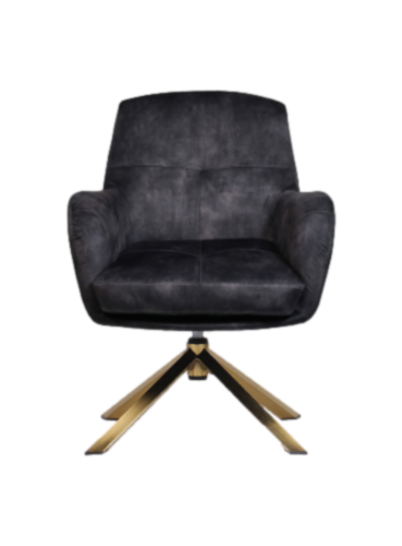 Fauteuil Cleveland - 75x73x88 - Grijs/Goud - Adore/metaal (MYAD9452DGG)