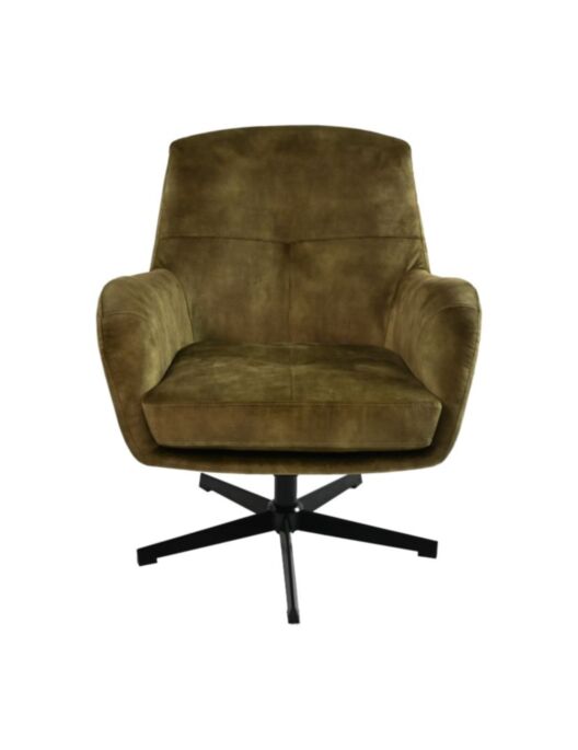 Fauteuil Cleveland - 75x73x88 - Groen/zwart - Adore/metaal (MYAD9452GRB)