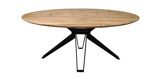Ovale eettafel Zurich - 220x110x77 - Naturel/zwart - Acaciahout/metaal (HSM56)