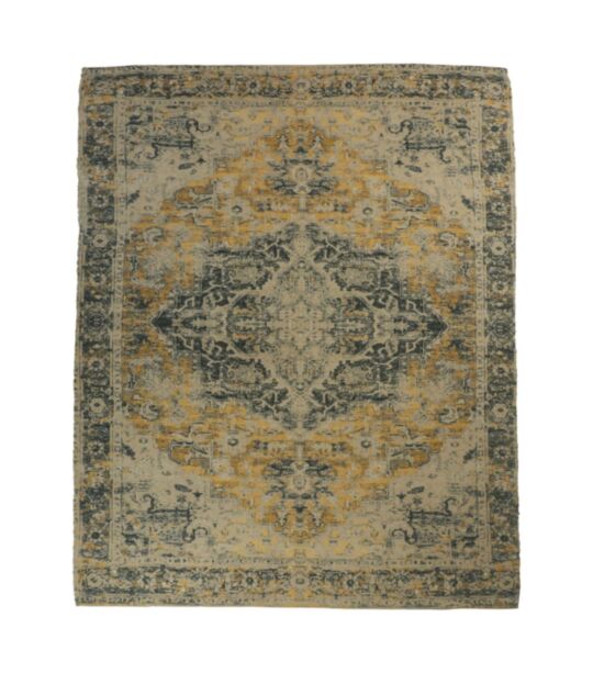 Vloerkleed Vintage - 120x180 - Geel/grijs/blauw/oud-roze/ - Polyester (RUG-6A)