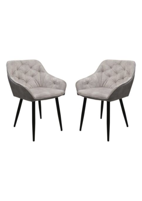 Eetkamerstoel Liverpool S/2 - 56x61x79 - Velours/metaal - Beige/zwart (AT-LVP10-2)