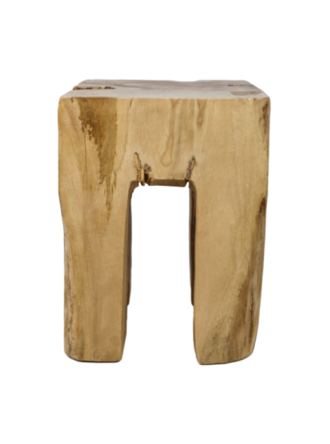 Kruk 4 leg - 28x28x40cm - blank - teak (S4L005)