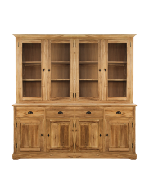Buffetkast - 200x45x200 - Naturel - Teak/glas (S55KGA)