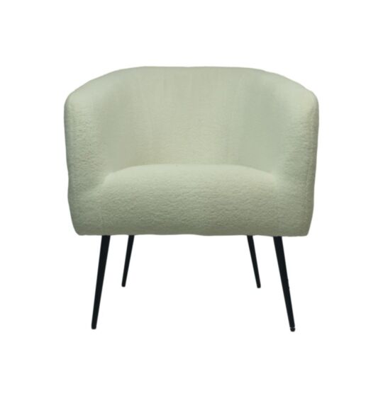Fauteuil - 77x68x83 - Wit/zwart - Teddy/bouclé/metaal (SC-6066WH)