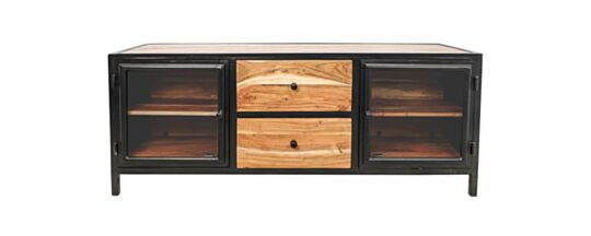 TV-Meubel Kingston - 140x40x90 - Naturel/zwart - Acacia/metaal (SI-IWC140)