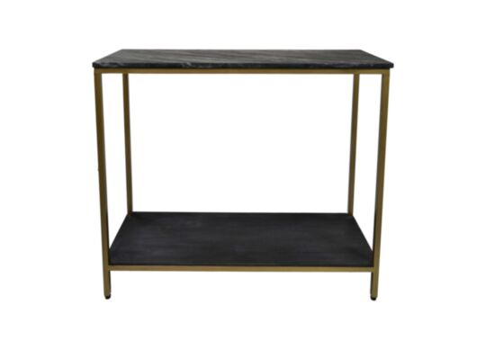 Console tafel - 100x35x86 - Zwart/goud - Marmer/metaal/mangohout (SI-ST100)