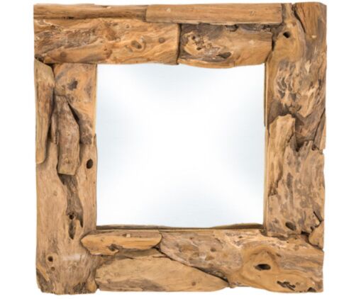 Wandspiegel - 50x50 cm - teak wortelhout (SM50)