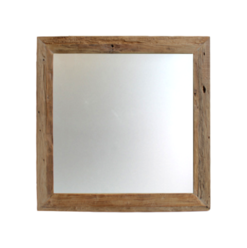 Wandspiegel Rustiek - 100x100 cm - drijfhout teak (SPR100)